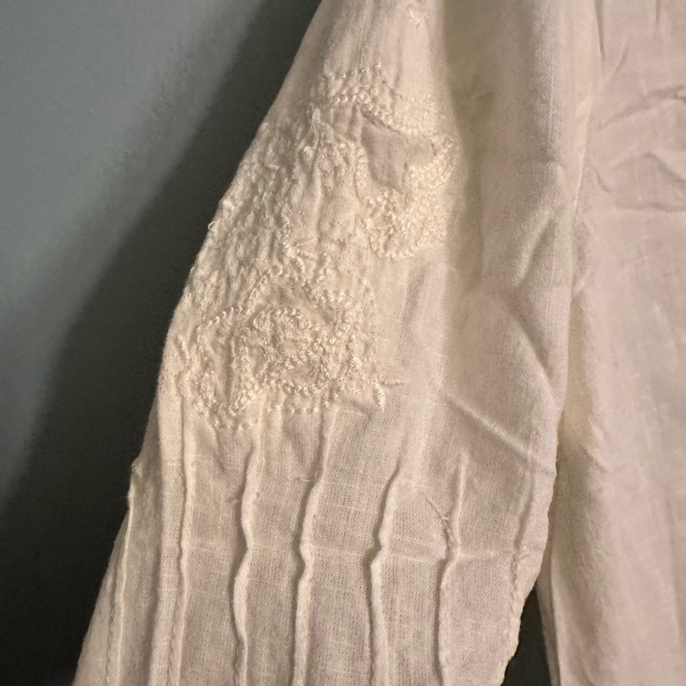 NWT Free People Laurie Embroidered Blouse In Bones Medium - Picture 6 of 7